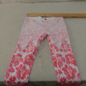 WOMEN'S sz00 HOLLISTER CALIFORNIA WHITE PINK RED FLOWER PATTERN JEANS IG 691